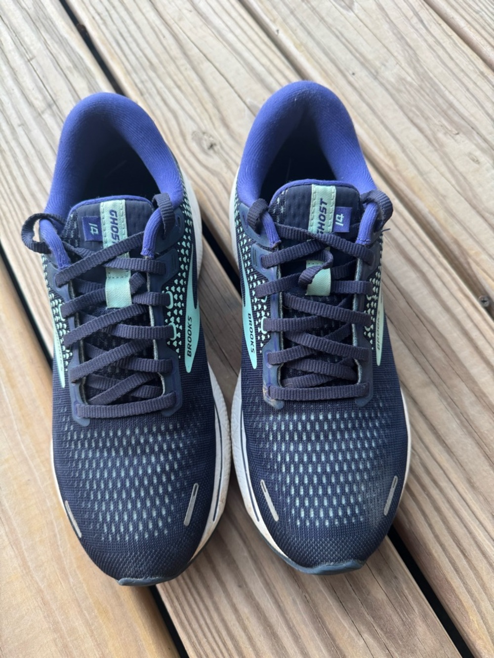 Brooks Ghost 14 Women's Running Shoes - Navy with Mint Accents